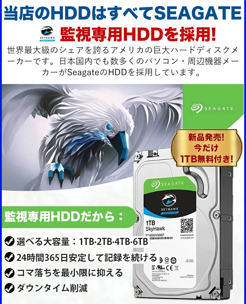 SEAGATE SKYHAWK 6TB HDD 監視カメラ向け Amazon.com: Seagate Skyhawk 6TB Surveillance Internal Hard