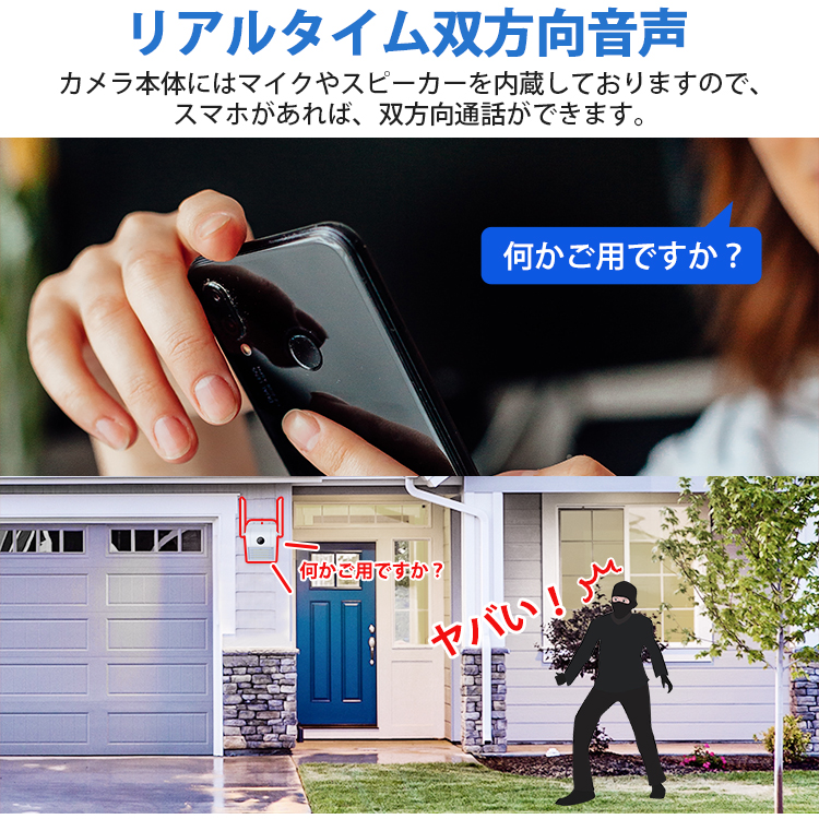 防犯カメラ 200万画素大音量サイレンで32個LEDライト搭載 T-D6