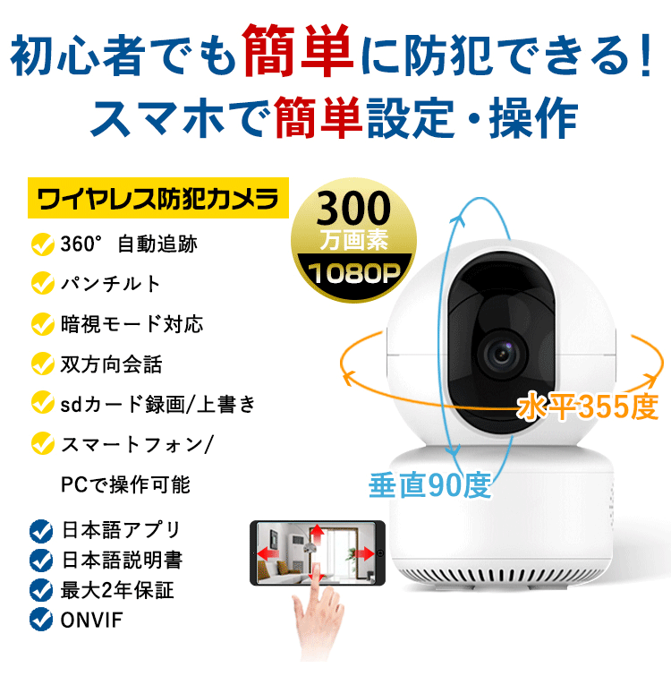 防犯カメラ300万画素屋内用赤外線暗視型カメラ Z-A1