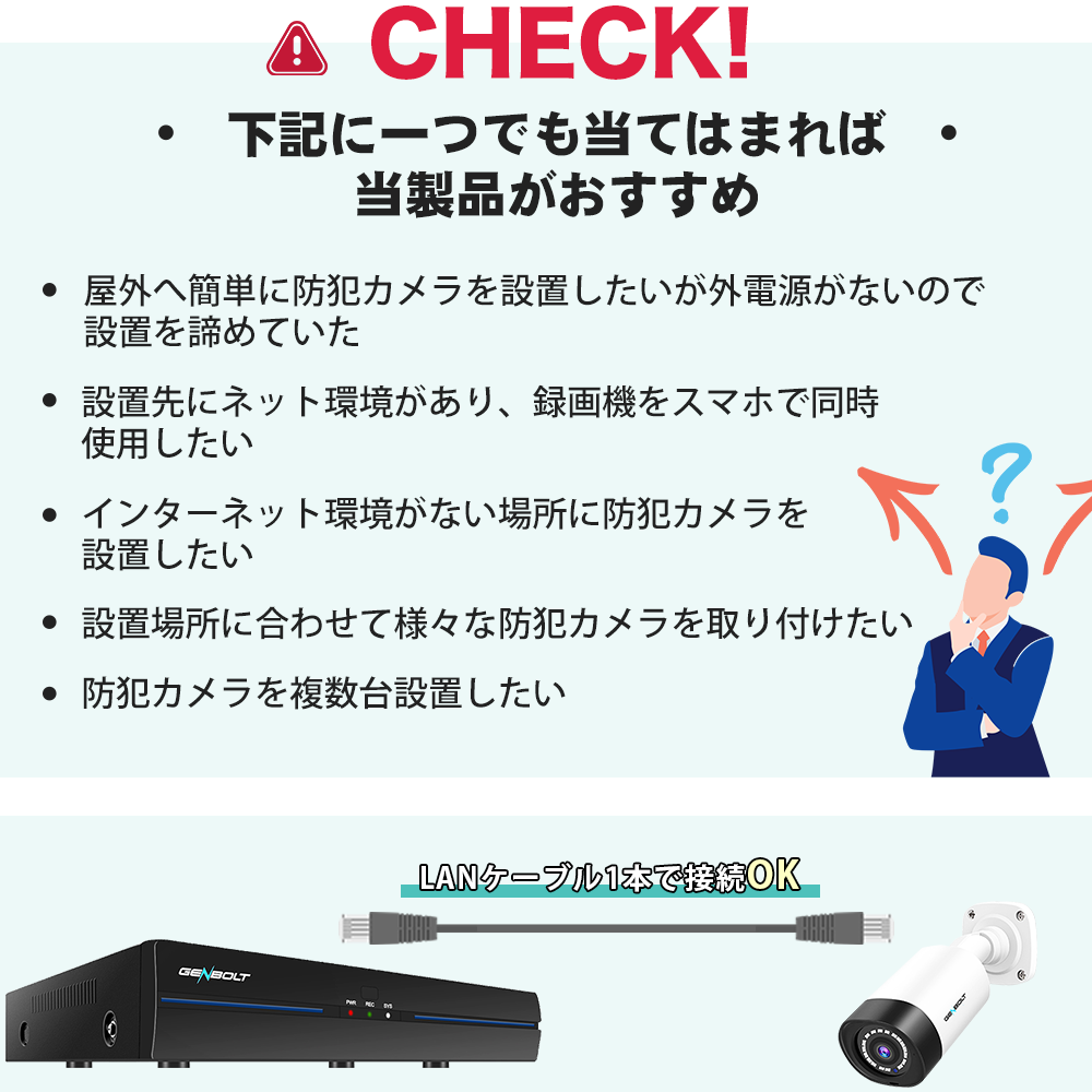 防犯カメラ 防犯カメラ 【GB-215増設用】最大800万画素 4k POE給電