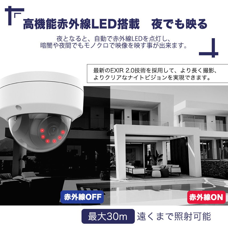 高性能防犯カメラ　屋外型　IPカメラ 防犯カメラ 屋外 400万画素 光学レンズ搭載 IP67防塵防水 IPカメラ 9