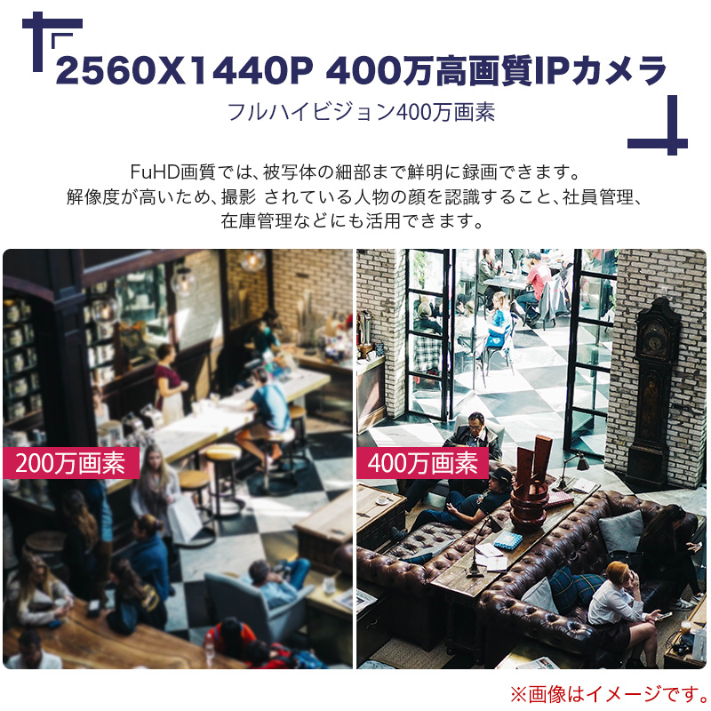 防犯カメラ 屋外 400万画素 光学レンズ搭載 IP67防塵防水 IPカメラ 4台