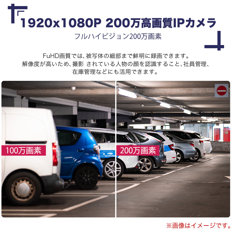 防犯カメラ 屋外 200万画素 固定レンズ2.8mm IP67防塵防水 IPカメラ