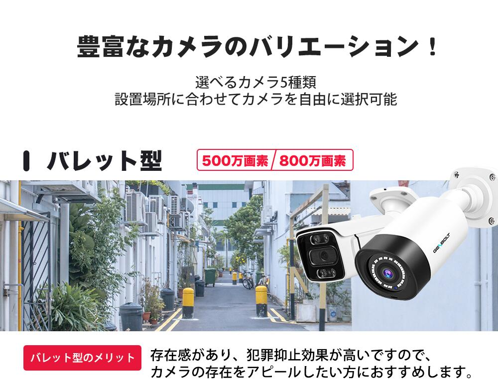 防犯カメラ 防犯カメラ 【GB-215増設用】最大800万画素 4k POE給電