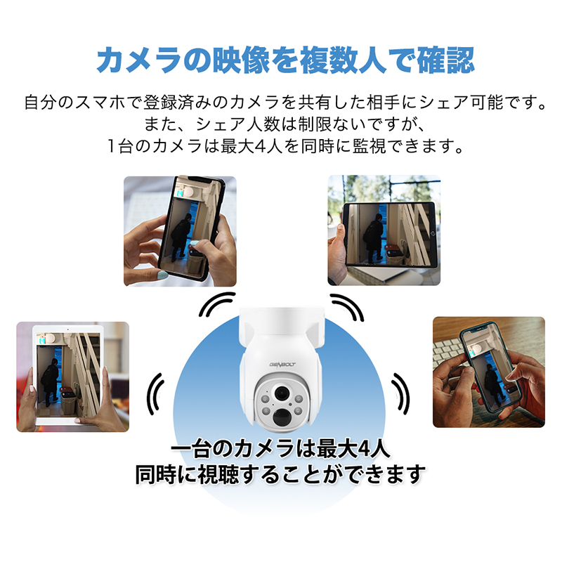 防犯カメラ ソーラー ダブルカメラ ソーラーパネル充電 Wi-Fi自動追従機能付 防犯カメラ ソーラー充電400万画素4W出力ソーラーパネル U-GB219