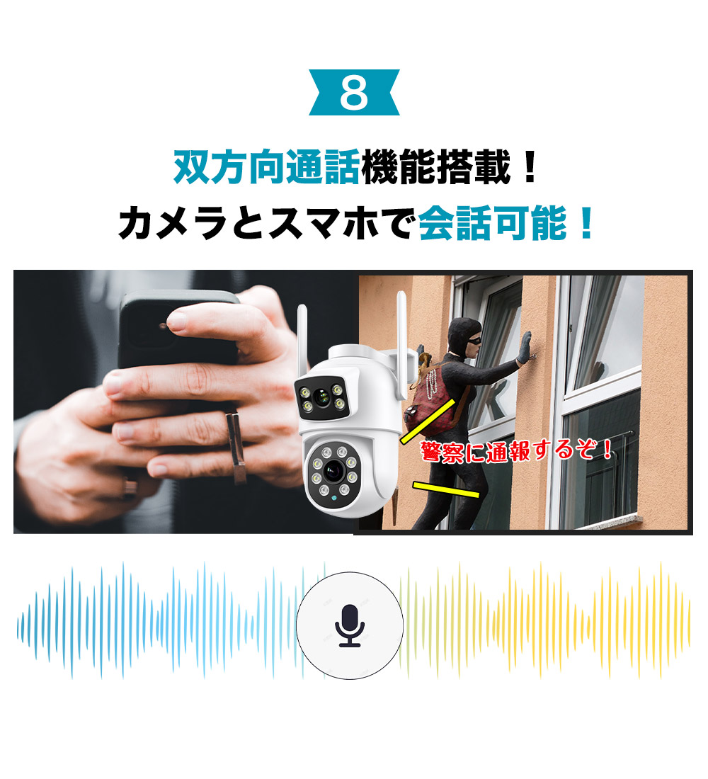 600万画素防犯カメラ一台で2台役割に立つ！全方位でお家を見守り！